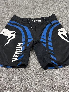 Venum MMA Fight Shorts Men's S 31”Blue White Snake Logo Grappling Training